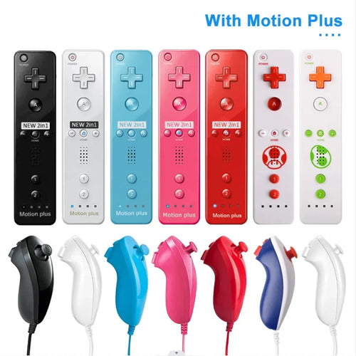 1 pair with Nunchuck Controller Set Motion Plus Remote Controller Wii Remote Controller Gamepad for Nintendo Wii Games Control